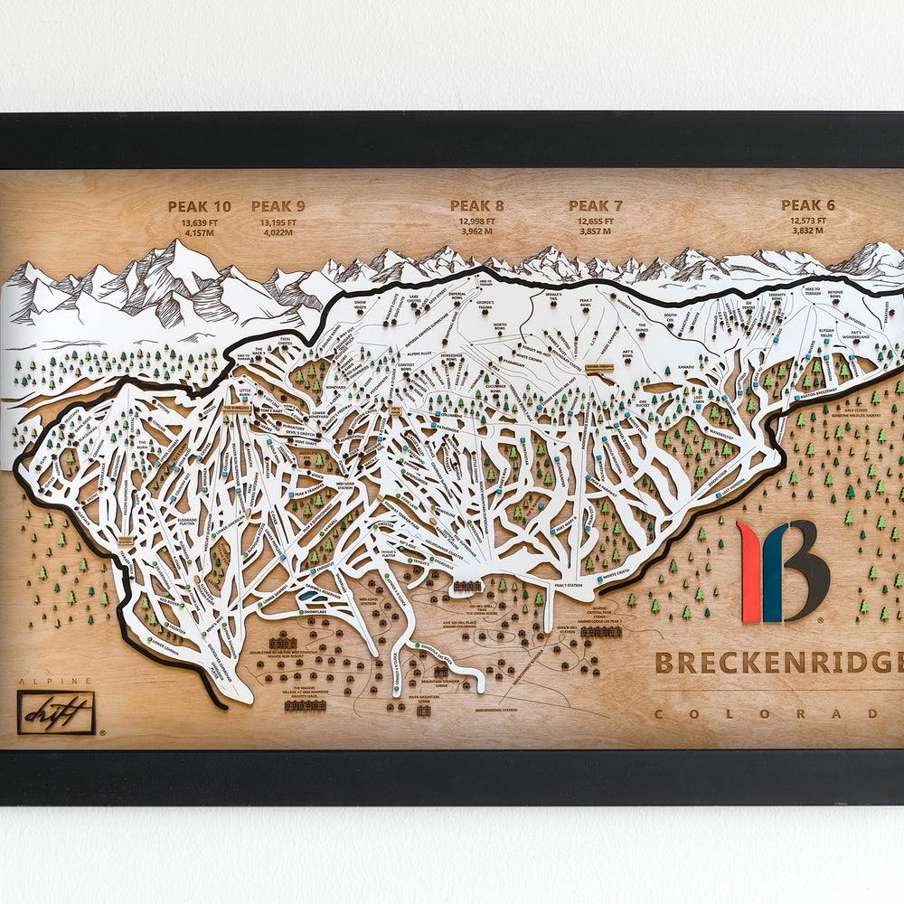 Breckenridge Colorado Wooden Ski map gift